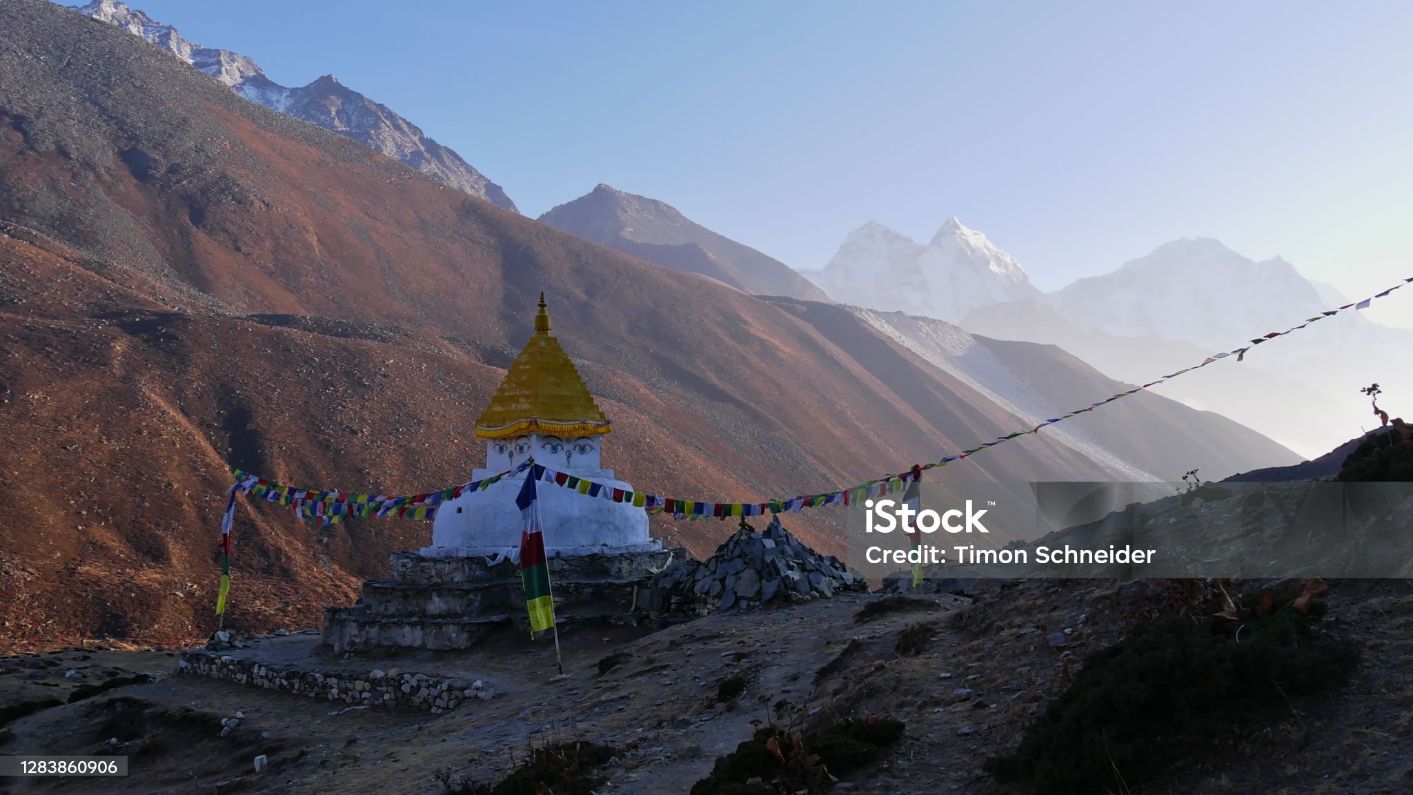 Small stupa on mountain region of nepal 